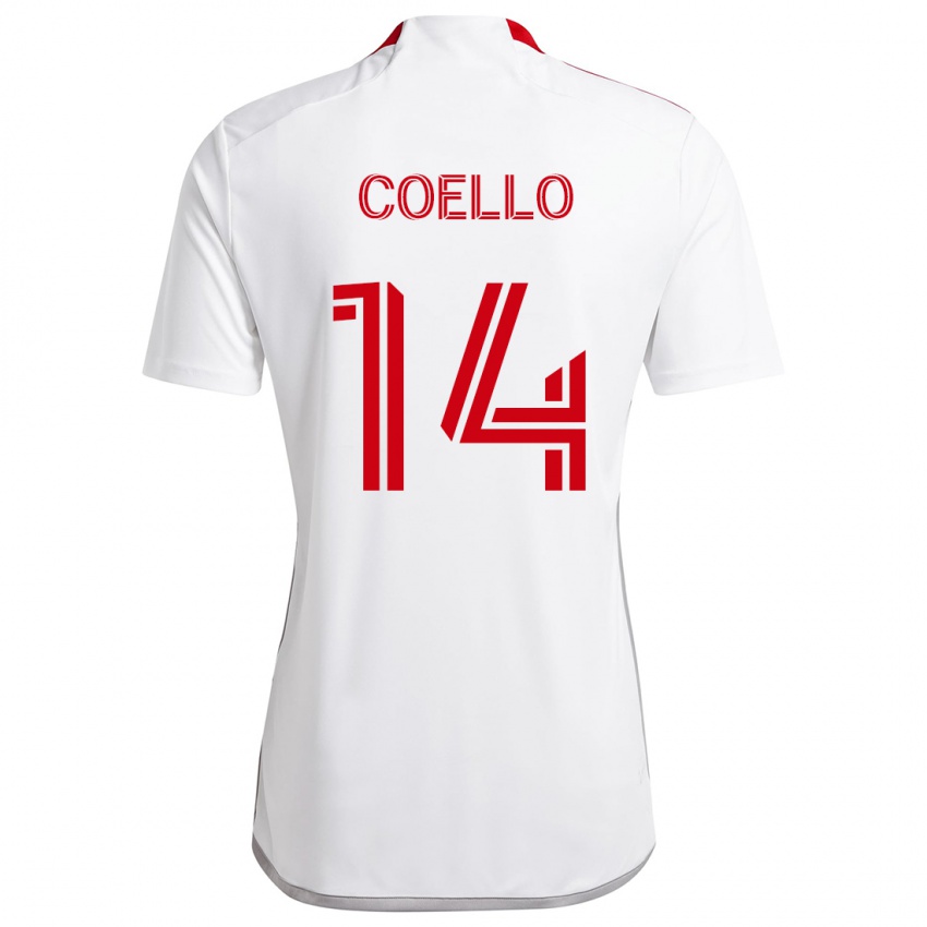 Női Alonso Coello #14 Fehér Piros Idegenbeli Jersey 2024/25 Mez Póló Ing