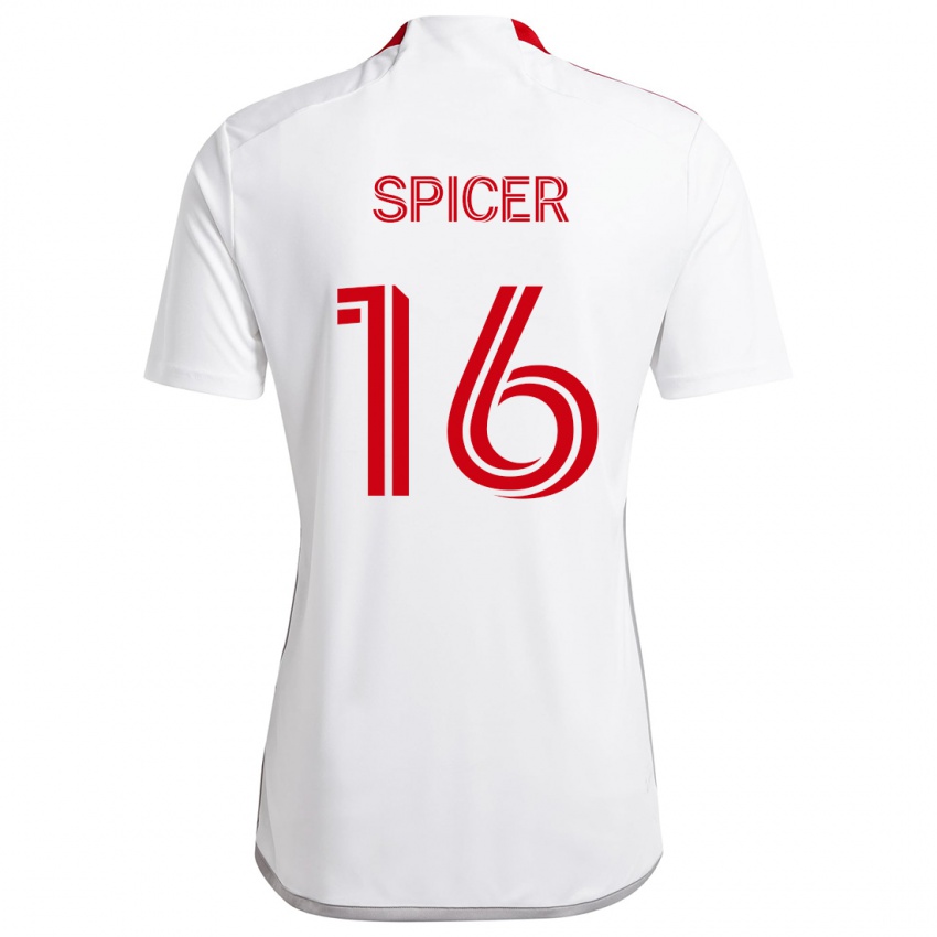 Női Tyrese Spicer #16 Fehér Piros Idegenbeli Jersey 2024/25 Mez Póló Ing