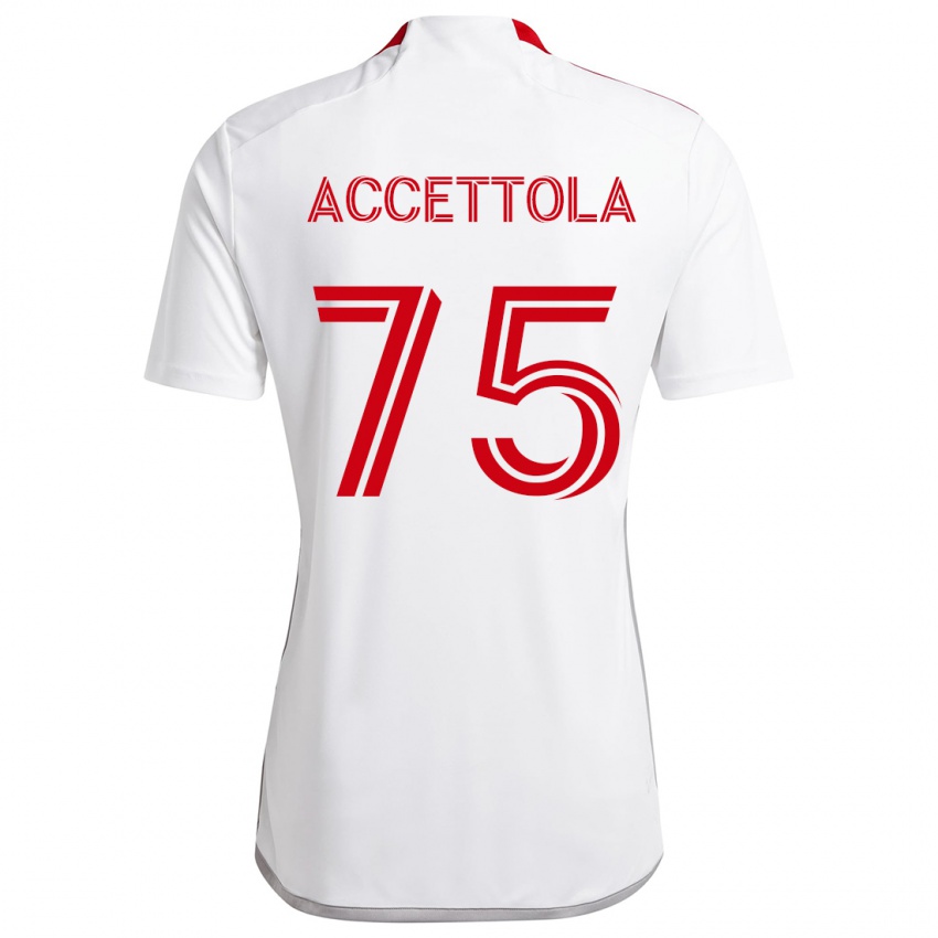 Női Luca Accettola #75 Fehér Piros Idegenbeli Jersey 2024/25 Mez Póló Ing