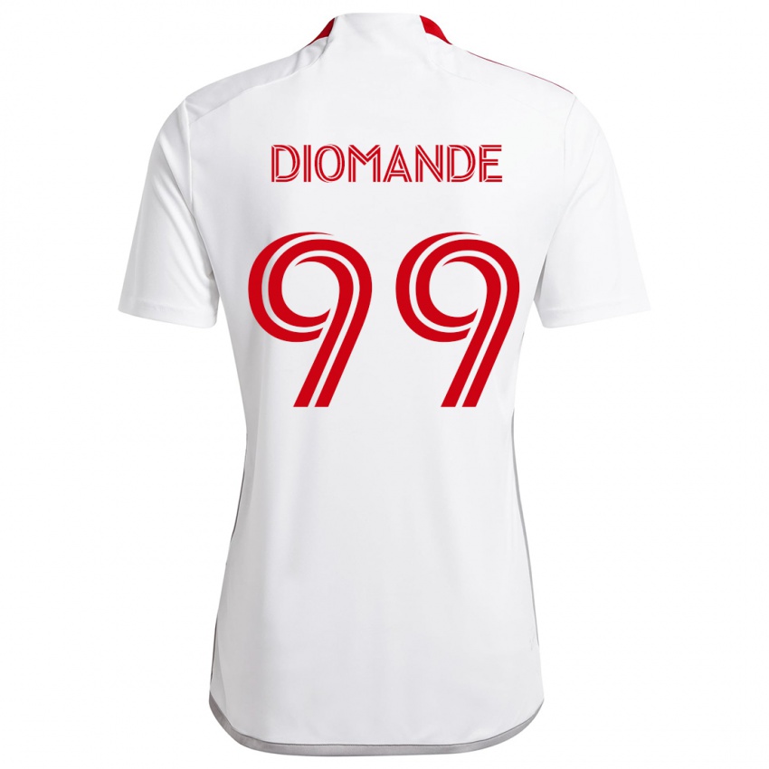 Női Adama Diomande #99 Fehér Piros Idegenbeli Jersey 2024/25 Mez Póló Ing