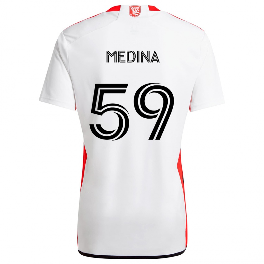 Női Cruz Medina #59 Fehér Piros Idegenbeli Jersey 2024/25 Mez Póló Ing