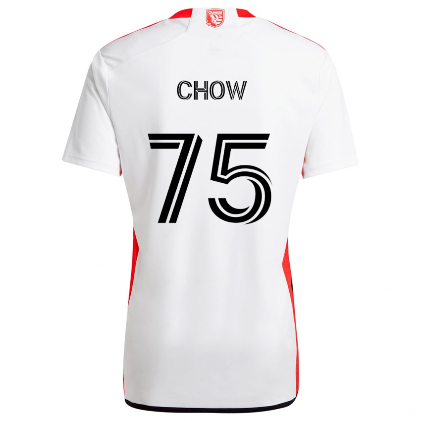 Női Alex Chow #75 Fehér Piros Idegenbeli Jersey 2024/25 Mez Póló Ing