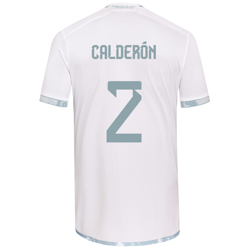 Női Franco Calderón #2 Fehér Szürke Idegenbeli Jersey 2024/25 Mez Póló Ing