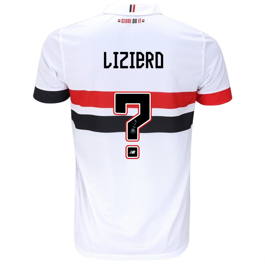 Gyermek Liziero #0 Fehér Piros Fekete Hazai Jersey 2024/25 Mez Póló Ing