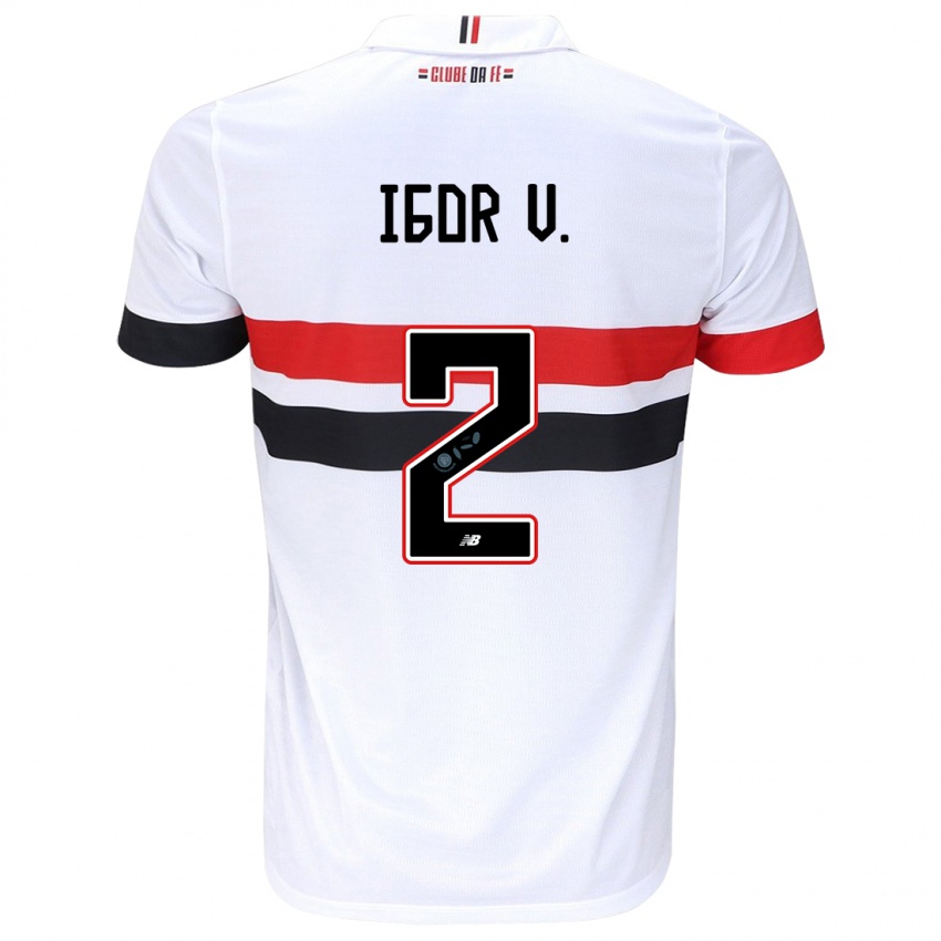 Gyermek Igor Vinicius #2 Fehér Piros Fekete Hazai Jersey 2024/25 Mez Póló Ing