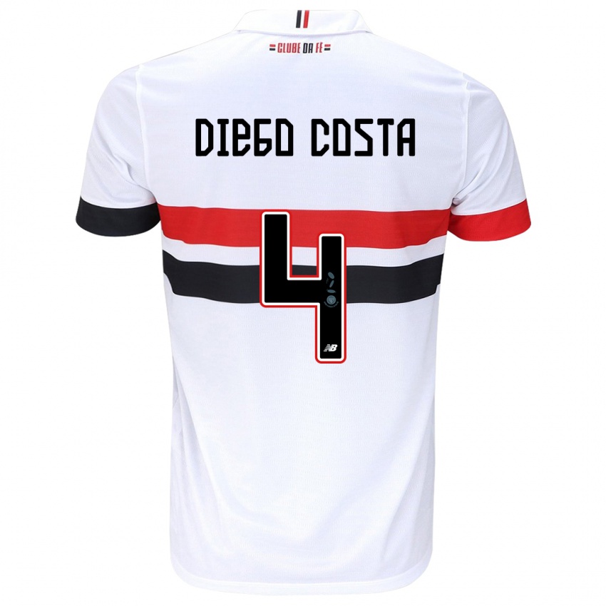 Gyermek Diego Costa #4 Fehér Piros Fekete Hazai Jersey 2024/25 Mez Póló Ing