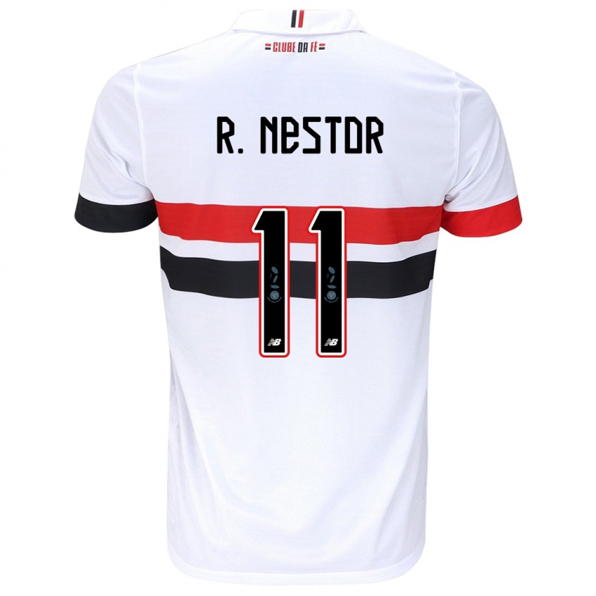 Gyermek Rodrigo Nestor #11 Fehér Piros Fekete Hazai Jersey 2024/25 Mez Póló Ing