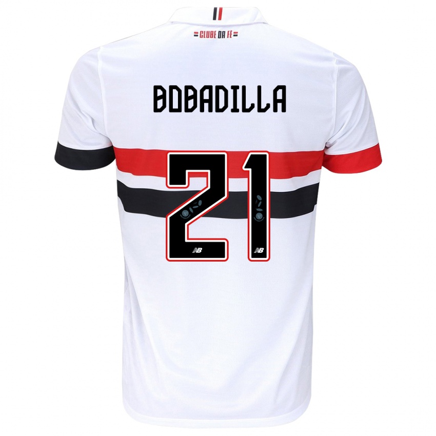 Gyermek Damián Bobadilla #21 Fehér Piros Fekete Hazai Jersey 2024/25 Mez Póló Ing