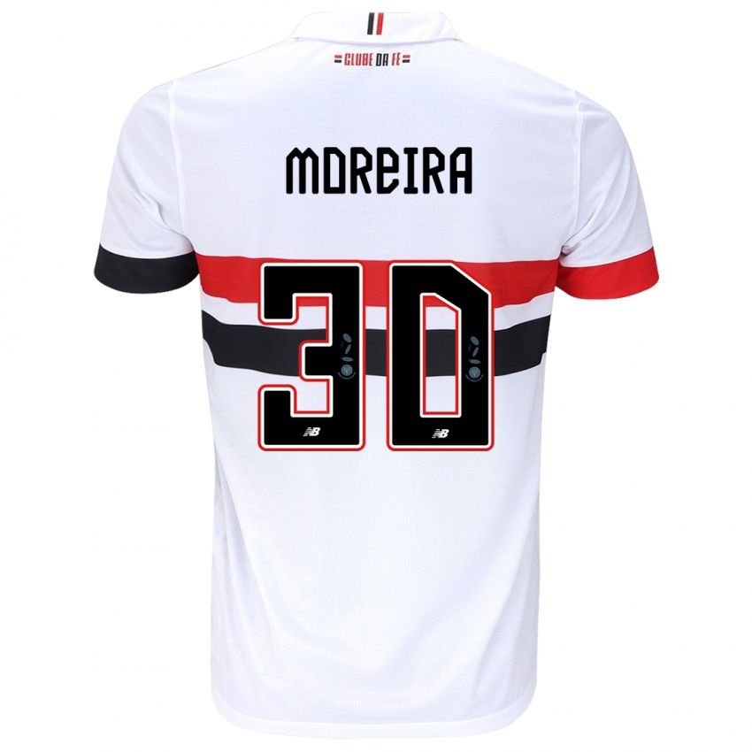 Gyermek João Moreira #30 Fehér Piros Fekete Hazai Jersey 2024/25 Mez Póló Ing