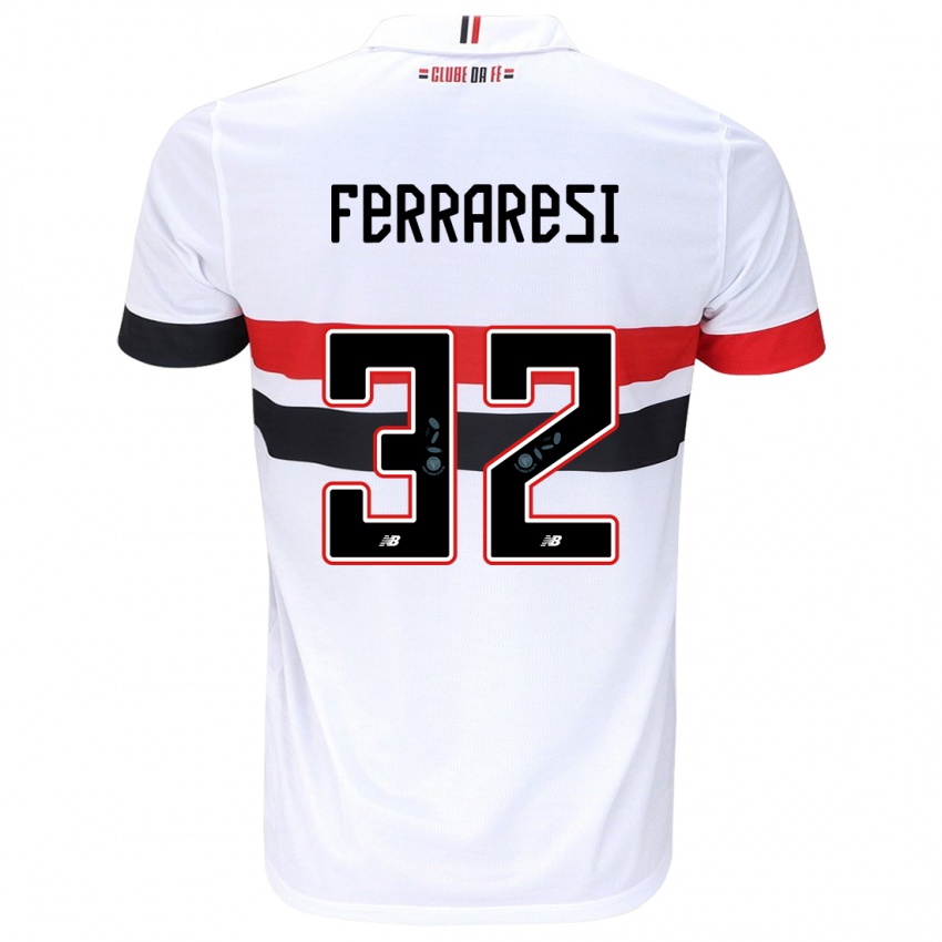 Gyermek Nahuel Ferraresi #32 Fehér Piros Fekete Hazai Jersey 2024/25 Mez Póló Ing