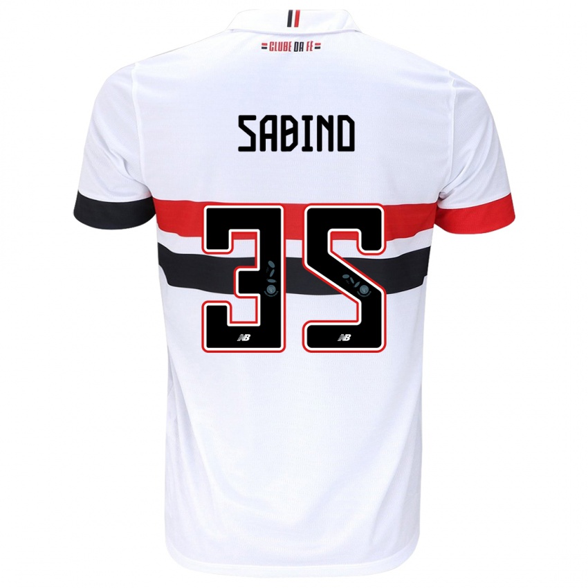 Gyermek Sabino #35 Fehér Piros Fekete Hazai Jersey 2024/25 Mez Póló Ing