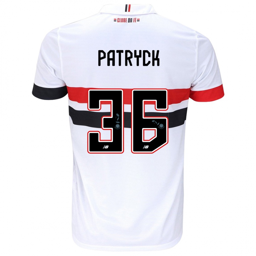 Gyermek Patryck #36 Fehér Piros Fekete Hazai Jersey 2024/25 Mez Póló Ing