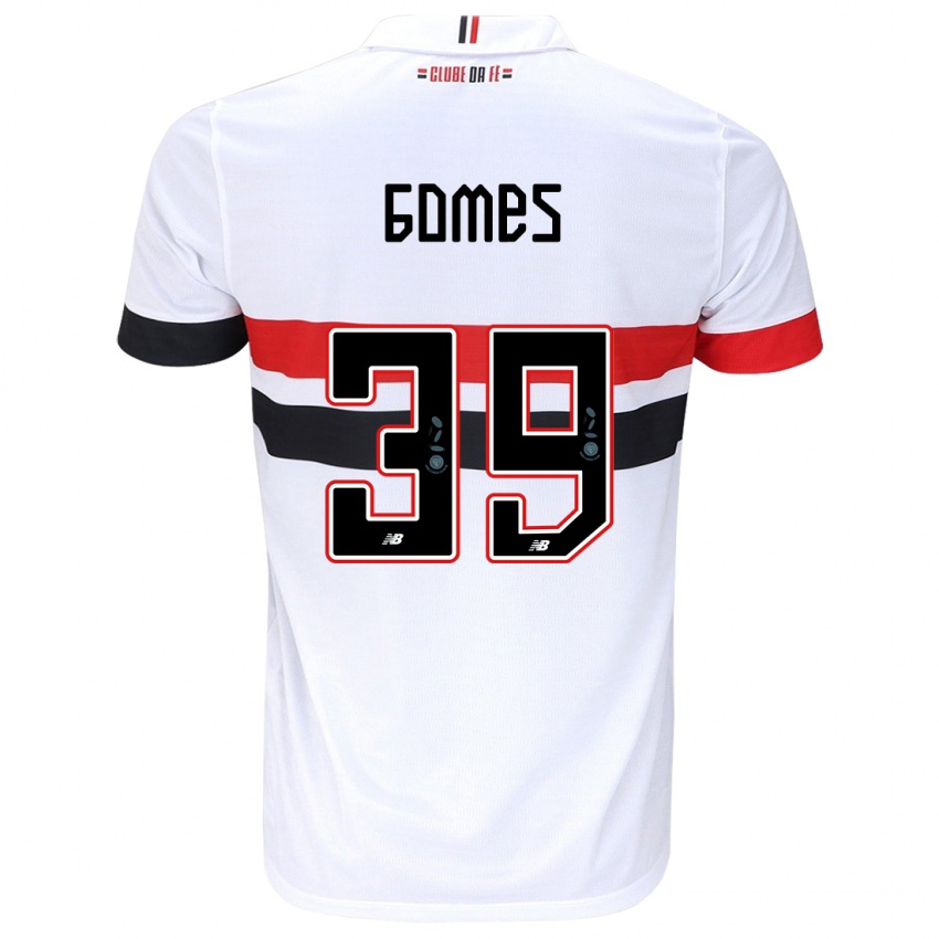 Gyermek William Gomes #39 Fehér Piros Fekete Hazai Jersey 2024/25 Mez Póló Ing