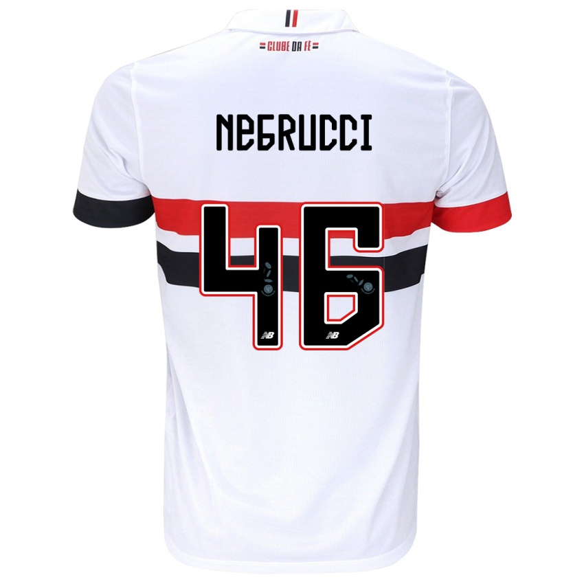 Gyermek Felipe Negrucci #46 Fehér Piros Fekete Hazai Jersey 2024/25 Mez Póló Ing