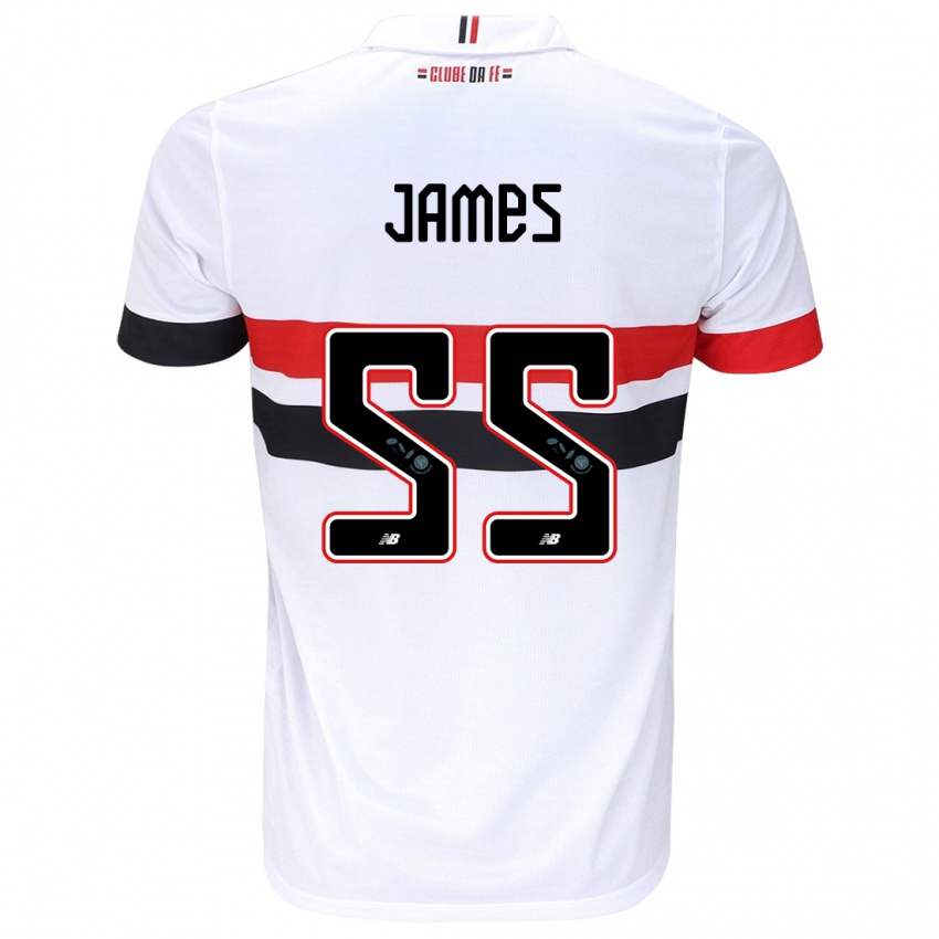 Gyermek James Rodríguez #55 Fehér Piros Fekete Hazai Jersey 2024/25 Mez Póló Ing