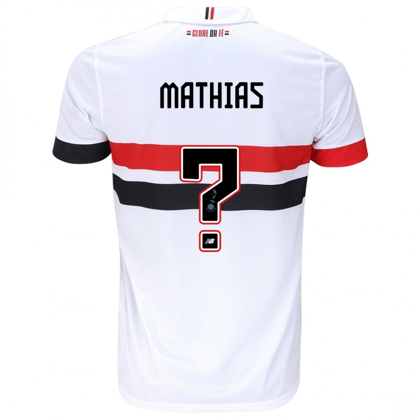 Gyermek Leandro Mathias #0 Fehér Piros Fekete Hazai Jersey 2024/25 Mez Póló Ing