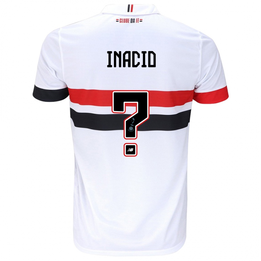 Gyermek Lucas Inácio #0 Fehér Piros Fekete Hazai Jersey 2024/25 Mez Póló Ing