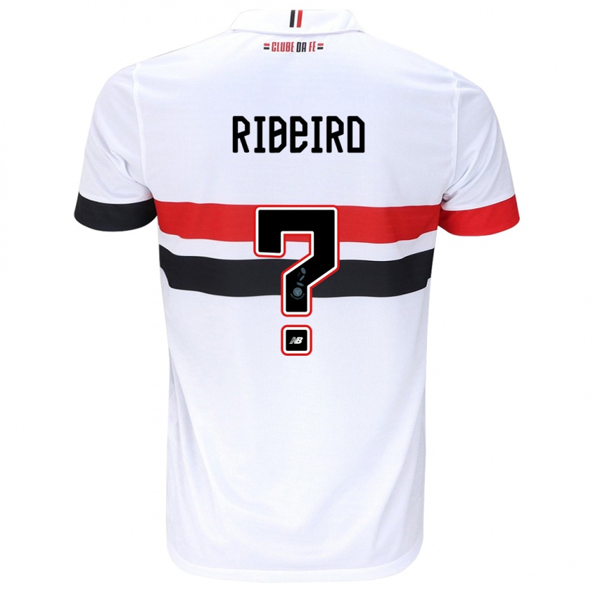 Gyermek Thiago Ribeiro #0 Fehér Piros Fekete Hazai Jersey 2024/25 Mez Póló Ing