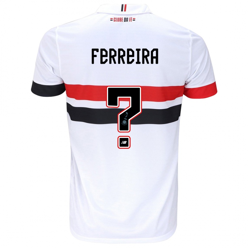 Gyermek Lucas Ferreira #0 Fehér Piros Fekete Hazai Jersey 2024/25 Mez Póló Ing