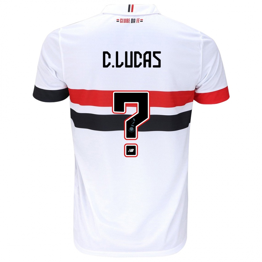 Gyermek Cauã Lucas #0 Fehér Piros Fekete Hazai Jersey 2024/25 Mez Póló Ing