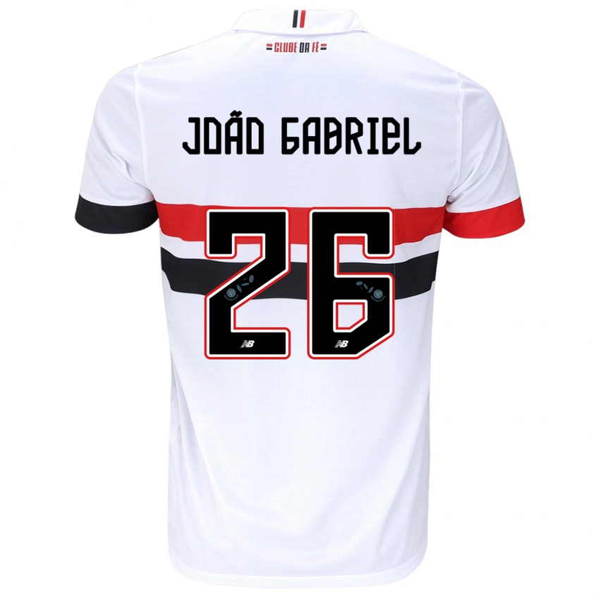 Gyermek João Gabriel #26 Fehér Piros Fekete Hazai Jersey 2024/25 Mez Póló Ing