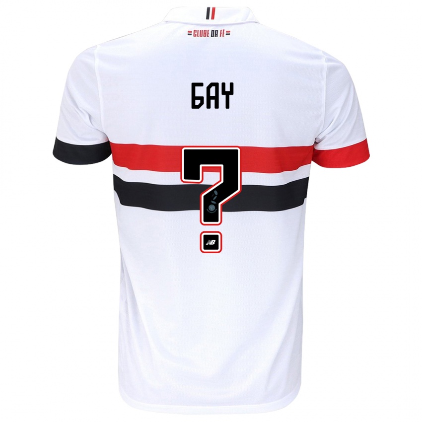 Gyermek Ganael Gay #0 Fehér Piros Fekete Hazai Jersey 2024/25 Mez Póló Ing