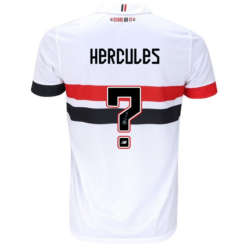 Gyermek Hercules #0 Fehér Piros Fekete Hazai Jersey 2024/25 Mez Póló Ing