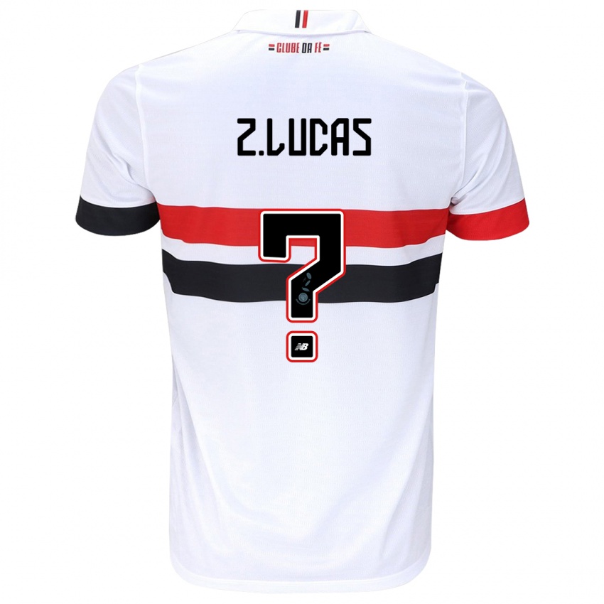 Gyermek Zé Lucas #0 Fehér Piros Fekete Hazai Jersey 2024/25 Mez Póló Ing