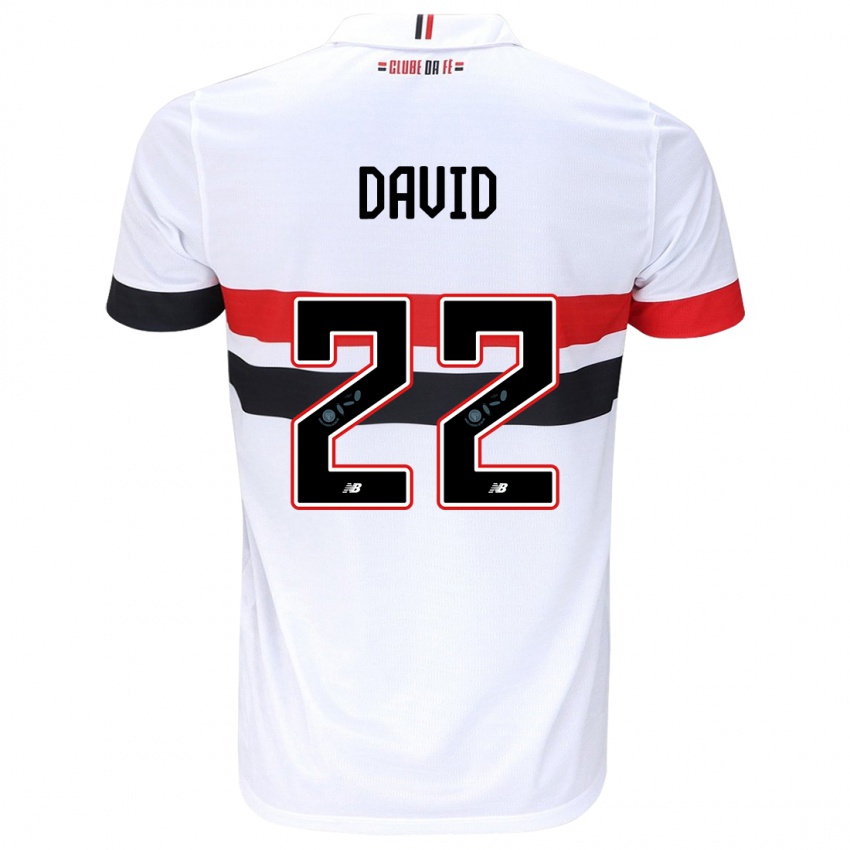 Gyermek David #22 Fehér Piros Fekete Hazai Jersey 2024/25 Mez Póló Ing