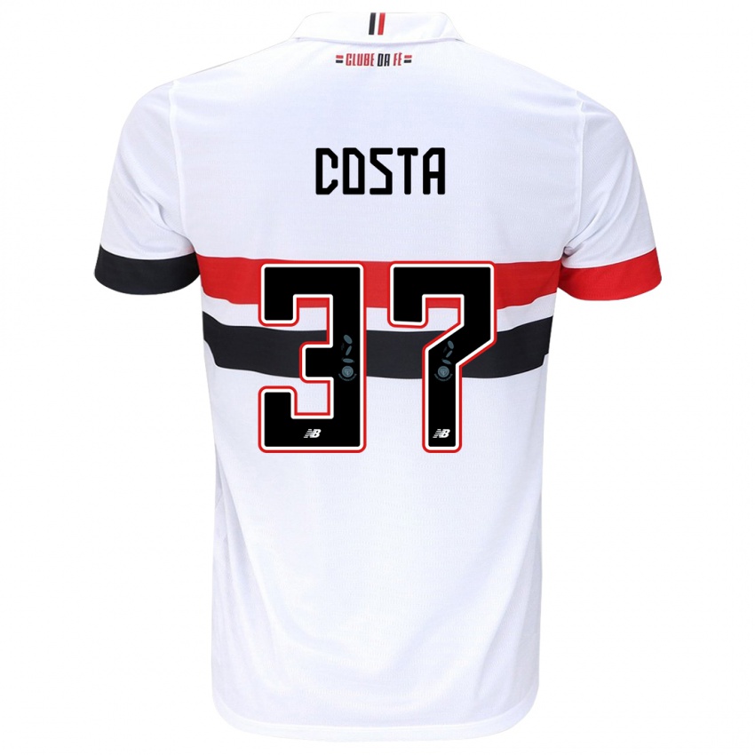 Gyermek Talles Costa #37 Fehér Piros Fekete Hazai Jersey 2024/25 Mez Póló Ing