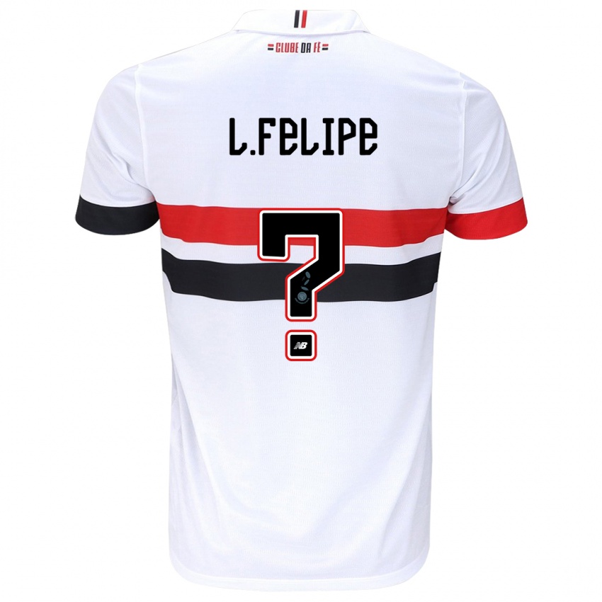 Gyermek Luis Felipe #0 Fehér Piros Fekete Hazai Jersey 2024/25 Mez Póló Ing