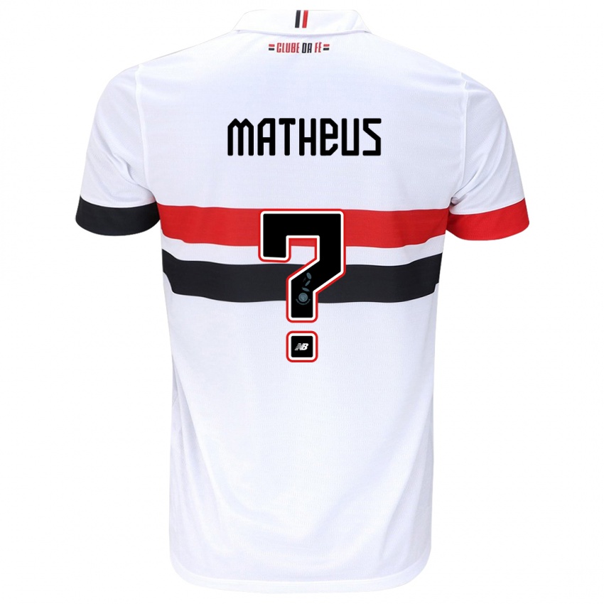 Gyermek Guilherme Matheus #0 Fehér Piros Fekete Hazai Jersey 2024/25 Mez Póló Ing