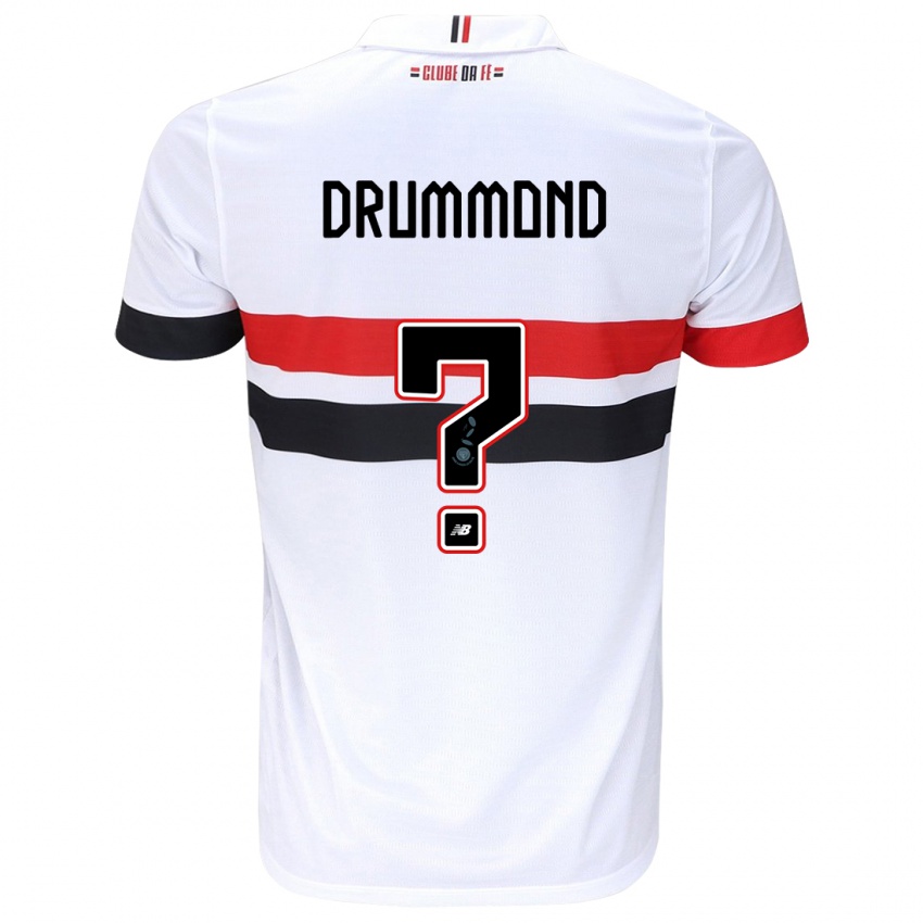 Gyermek Lucca Drummond #0 Fehér Piros Fekete Hazai Jersey 2024/25 Mez Póló Ing