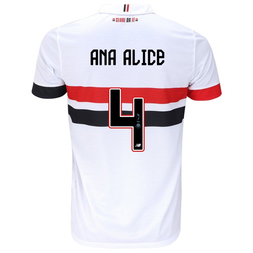 Gyermek Ana Alice Luciano Da Silva #4 Fehér Piros Fekete Hazai Jersey 2024/25 Mez Póló Ing