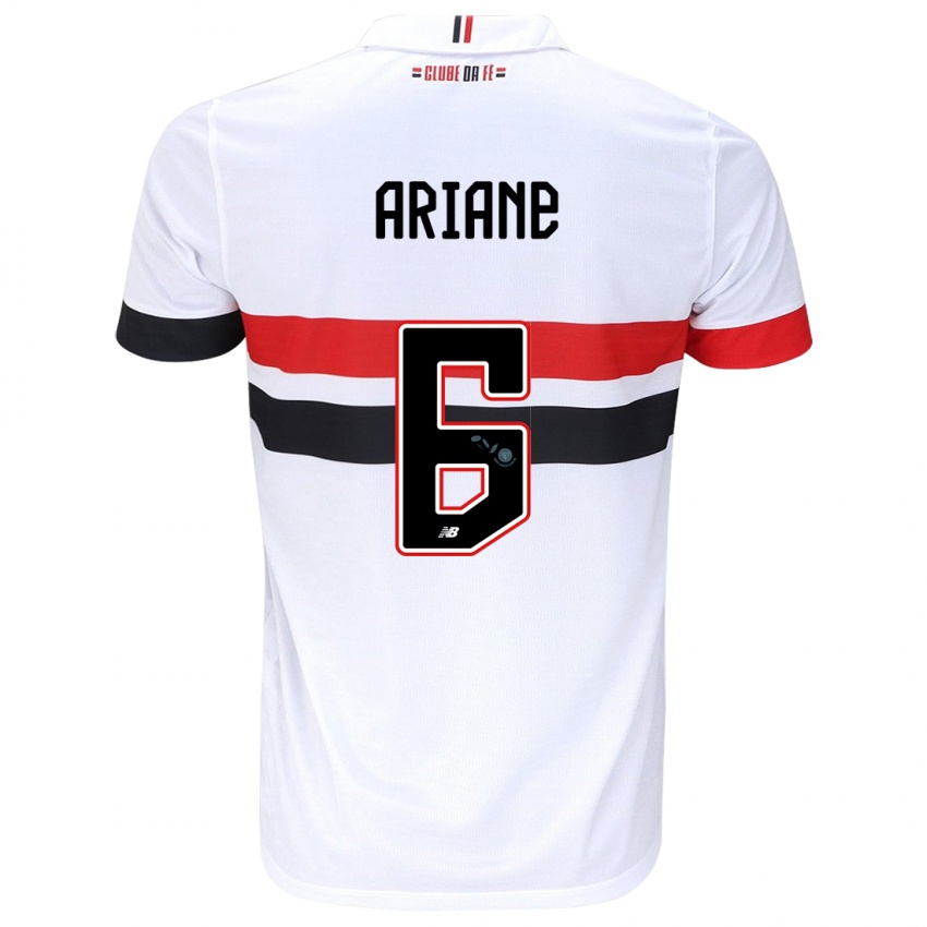 Gyermek Ariane #6 Fehér Piros Fekete Hazai Jersey 2024/25 Mez Póló Ing