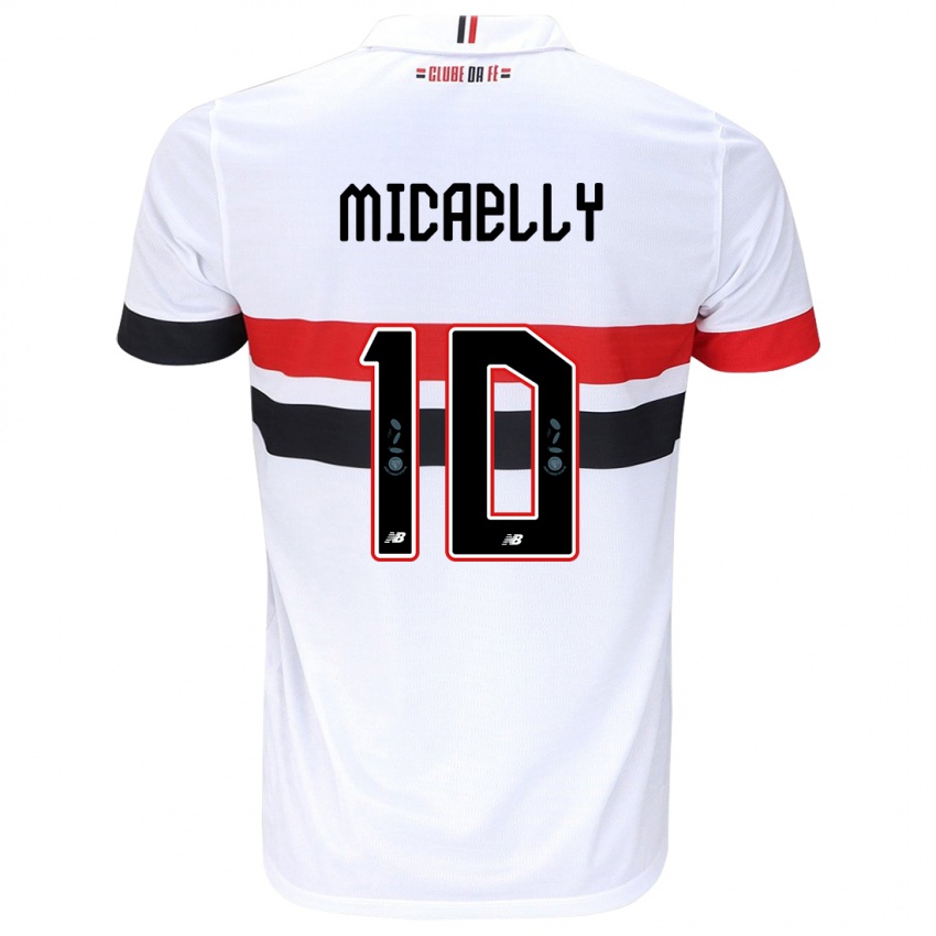 Gyermek Micaelly #10 Fehér Piros Fekete Hazai Jersey 2024/25 Mez Póló Ing