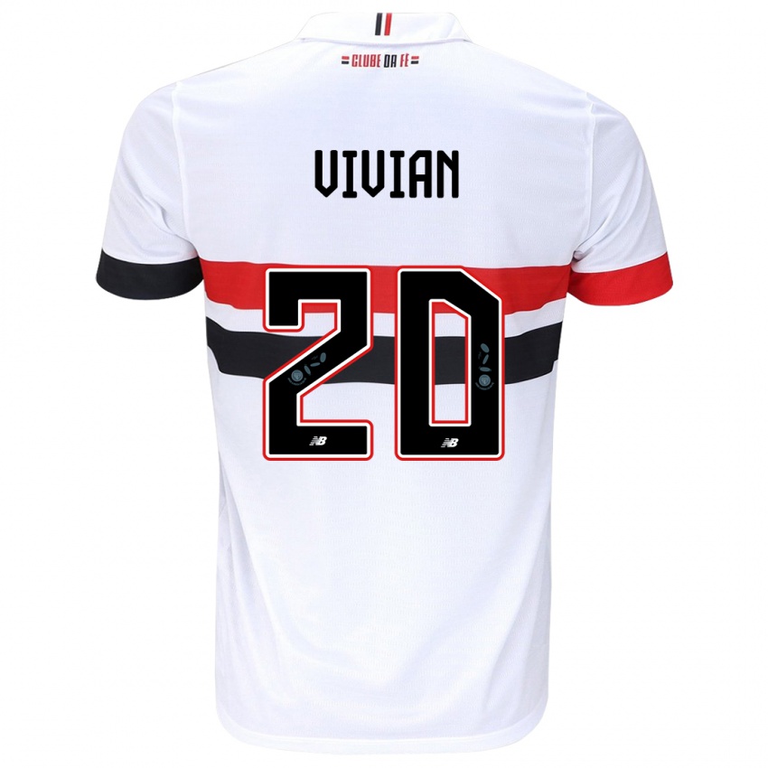 Gyermek Vivian #20 Fehér Piros Fekete Hazai Jersey 2024/25 Mez Póló Ing