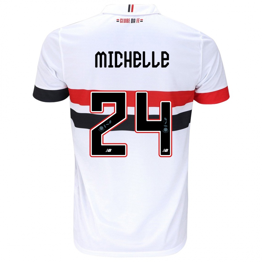 Gyermek Michelle #24 Fehér Piros Fekete Hazai Jersey 2024/25 Mez Póló Ing