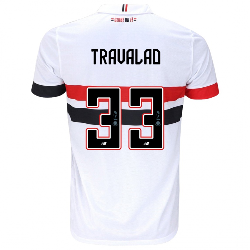 Gyermek Rafa Travalão #33 Fehér Piros Fekete Hazai Jersey 2024/25 Mez Póló Ing