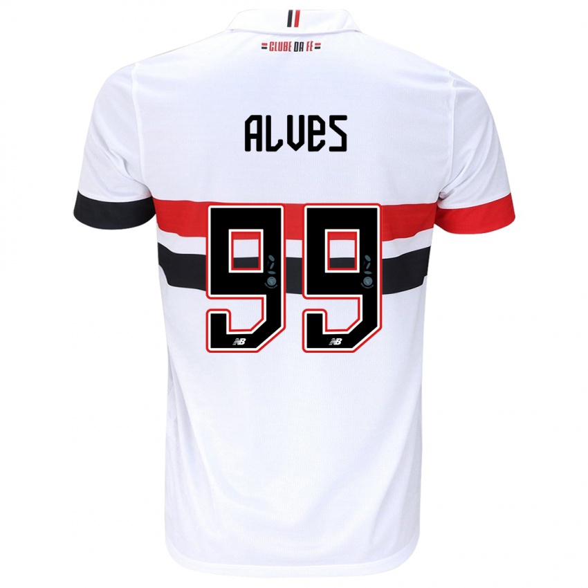 Gyermek Letícia Alves #99 Fehér Piros Fekete Hazai Jersey 2024/25 Mez Póló Ing