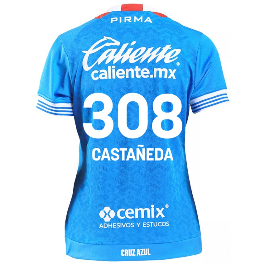 Gyermek Emiliano Castañeda #308 Égszínkék Hazai Jersey 2024/25 Mez Póló Ing