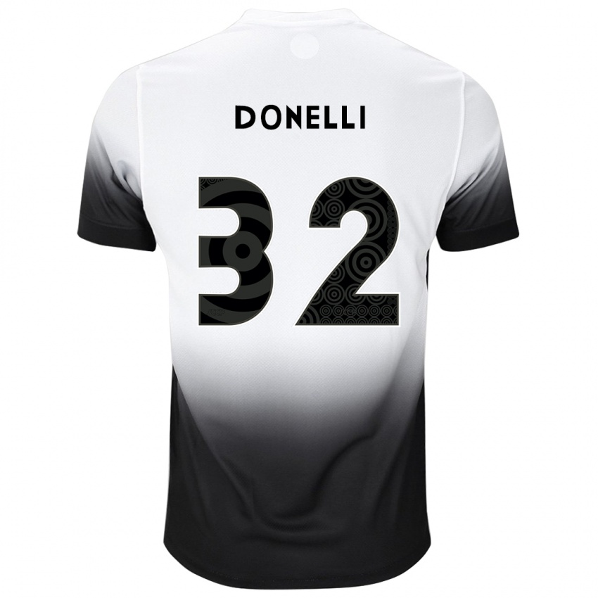 Gyermek Matheus Donelli #32 Fehér Fekete Hazai Jersey 2024/25 Mez Póló Ing