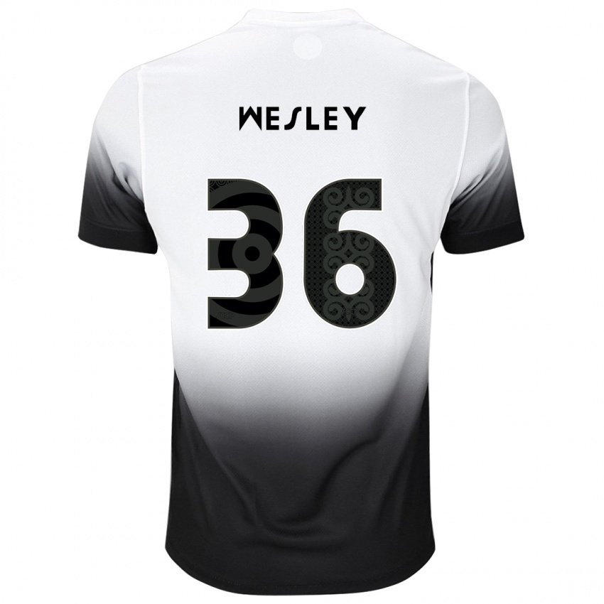 Gyermek Wesley #36 Fehér Fekete Hazai Jersey 2024/25 Mez Póló Ing