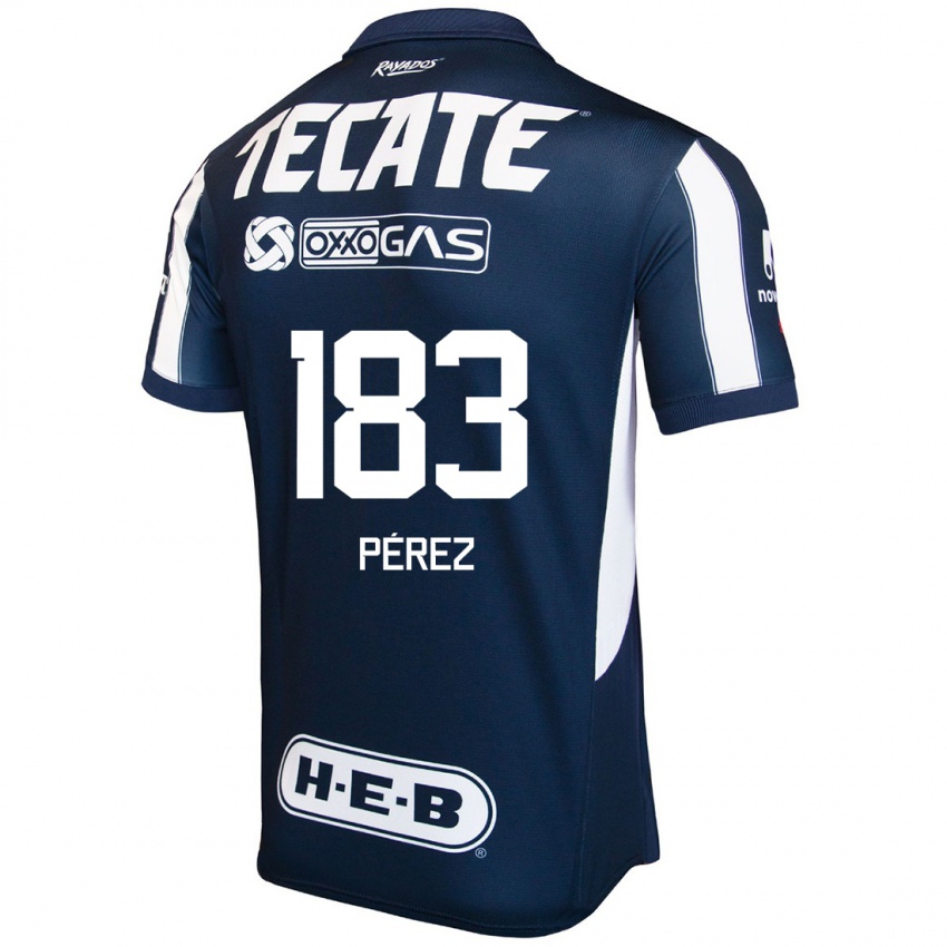 Gyermek Santiago Perez #183 Kék Piros Fehér Hazai Jersey 2024/25 Mez Póló Ing