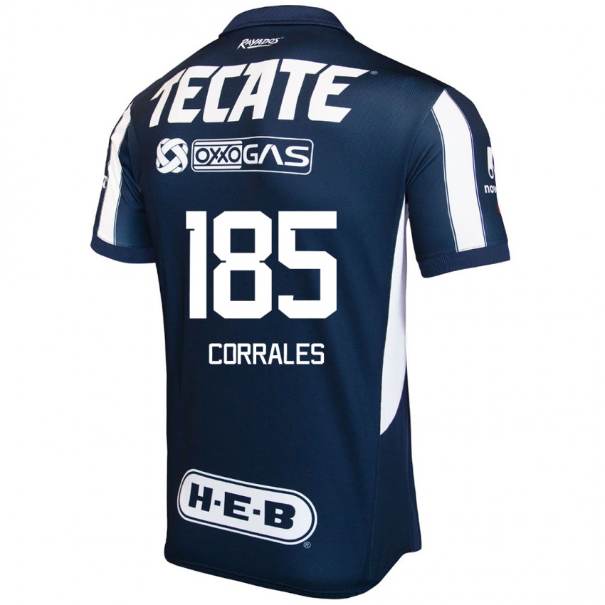 Gyermek Ángel Corrales #185 Kék Piros Fehér Hazai Jersey 2024/25 Mez Póló Ing