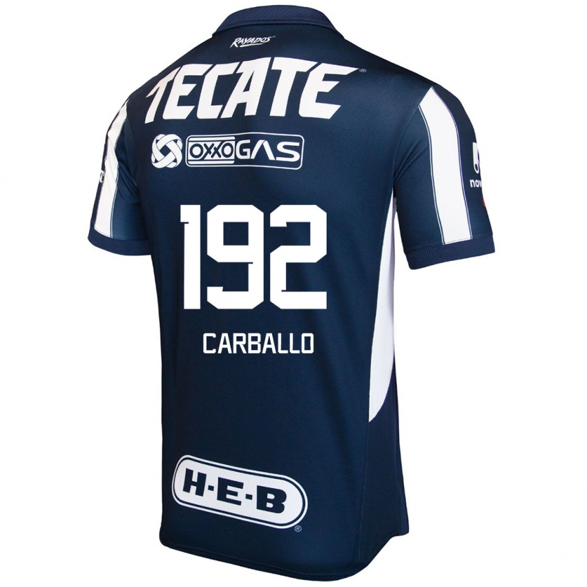 Gyermek Erick Carballo #192 Kék Piros Fehér Hazai Jersey 2024/25 Mez Póló Ing