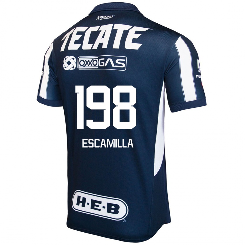 Gyermek Diego Escamilla #198 Kék Piros Fehér Hazai Jersey 2024/25 Mez Póló Ing