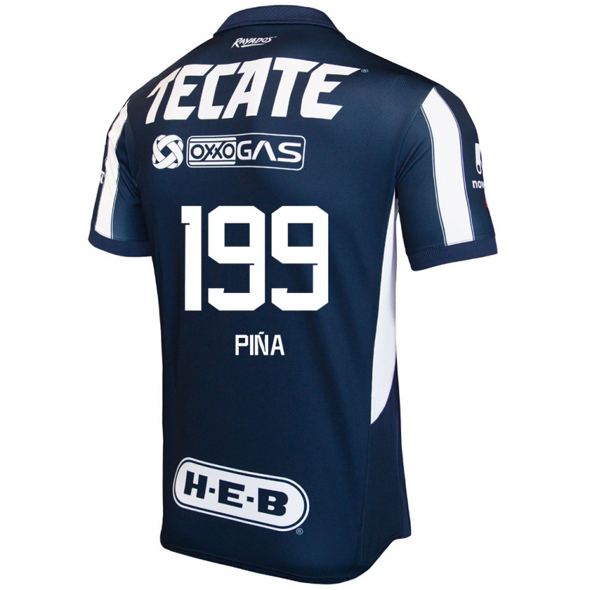 Gyermek Ricardo Piña #199 Kék Piros Fehér Hazai Jersey 2024/25 Mez Póló Ing