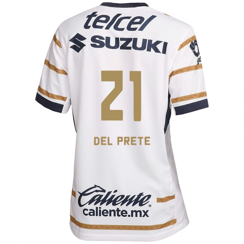 Gyermek Gustavo Del Prete #21 Fehér Obszidián Hazai Jersey 2024/25 Mez Póló Ing