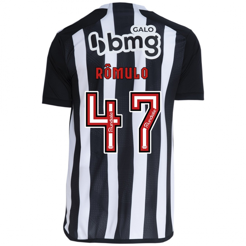 Gyermek Rômulo #47 Fehér Fekete Hazai Jersey 2024/25 Mez Póló Ing